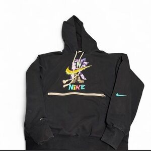 Nike Black Hoodie with Multicolor Graphic and Teal Swoosh